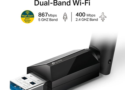 Adaptador USB Inalámbrico AC1300 TP-Link, Archer T3U Plus
