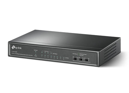 Switch de red TP-Link TL-SF1008P vista lateral derecha con conectores ethernet