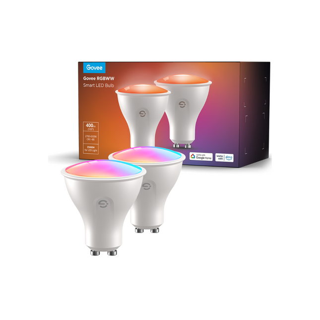 Bombillo LED Inteligente Govee H600D RGBWW 9W Bluetooth y Wi-Fi (2 Pack) | Control por App I Compatible con Alexa y Google Assistant