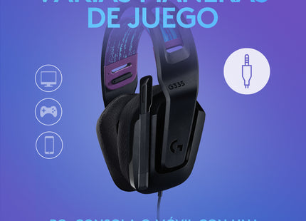 Headset Gaming Logitech G335 981-000977 | Alámbrico 3.5mm | Sonido Estéreo | Micrófono Flip-to-Mute | Negro