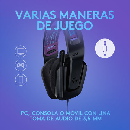 Headset Gaming Logitech G335 981-000977 | Alámbrico 3.5mm | Sonido Estéreo | Micrófono Flip-to-Mute | Negro