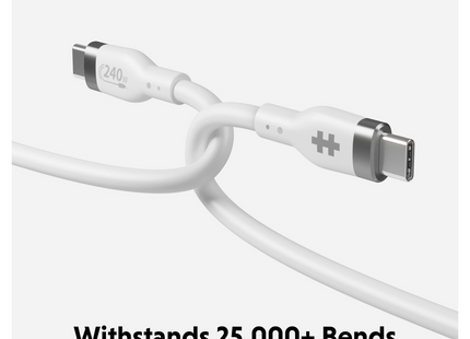 Targus HyperJuice cable blanco - infografía de durabilidad reforzada
