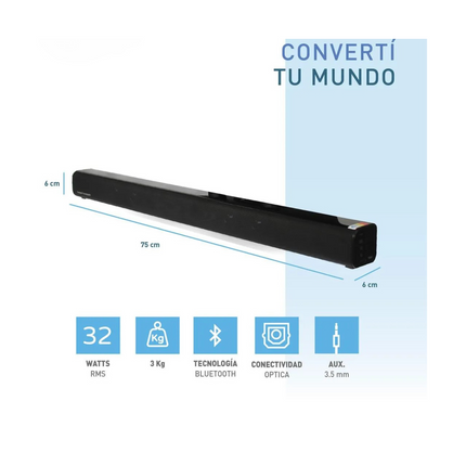 Barra de Sonido Thonet & Vander GUT | 32W RMS | Bluetooth y Conexiones Ópticas