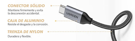 UGREEN Adaptador de Audio USB-C a 3.5 mm Negro, AV142