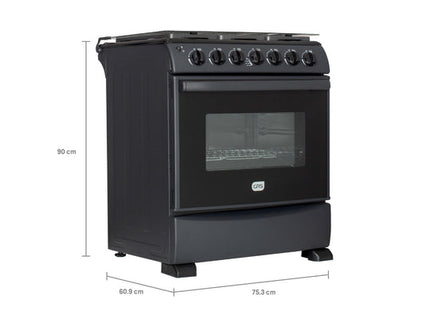 GRS 30GM3B Estufa a Gas de 30" con 6 Quemadores, Horno Total Heat y Comal Negro