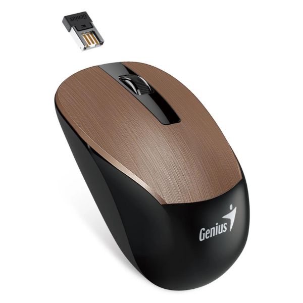 Mouse Genius RS2 NX-7015 | Inalámbrico con receptor USB | Sensor BlueEye 1200 DPI | Diseño ergonómico | Color Café