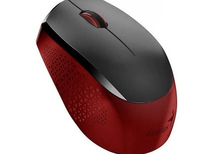 Mouse Genius NX-8000S rojo mostrando sensor óptico BlueEye 1200 DPI vista inferior