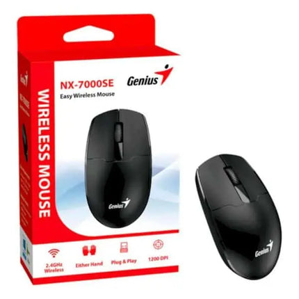 Mouse Genius RS2 NX-7000SE | Inalámbrico | Con Receptor USB | 1200 DPI | Diseño Ambidiestro | Color Negro