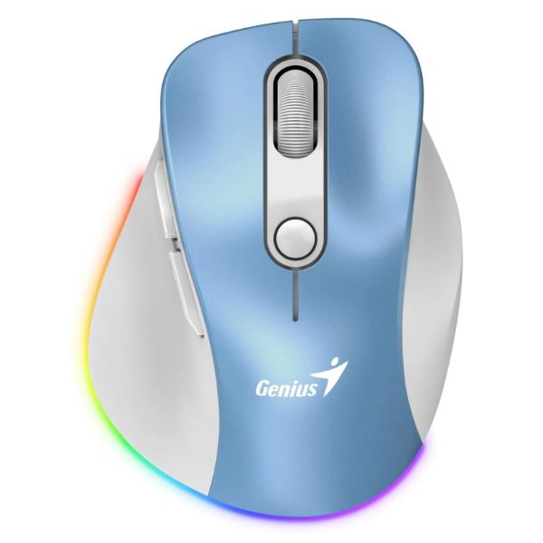Genius mouse inalámbrico celeste RGB, Ergo 9000S Pro
