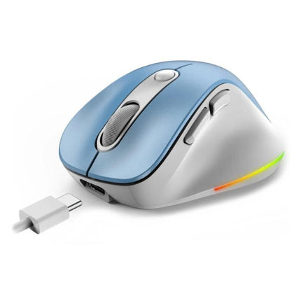 Mouse inalámbrico Genius RS2 Ergo 9000S Pro | RGB | Con receptor USB | Diseño ergonómico | Color Celeste