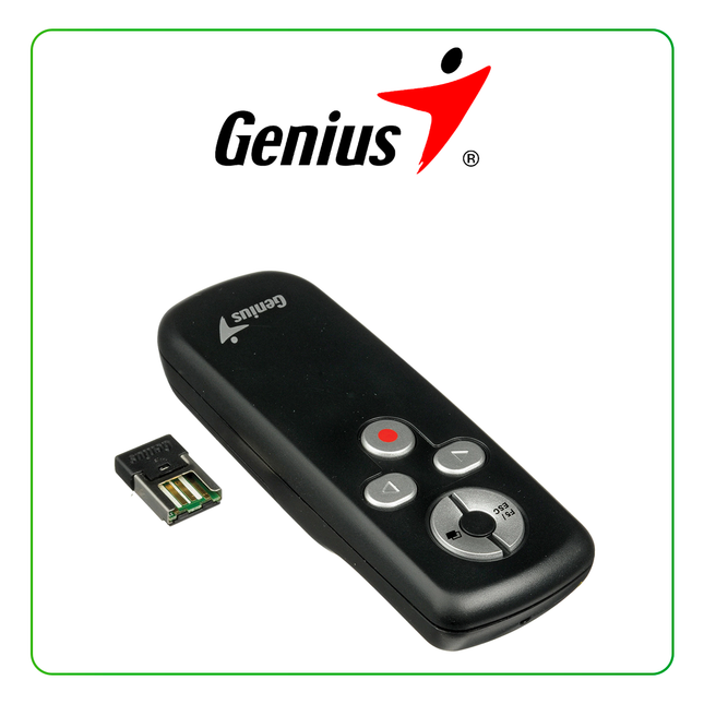 Presentador Genius Media Pointer 100 | Inalámbrico | USB | Alcance 10m | Con puntero láser