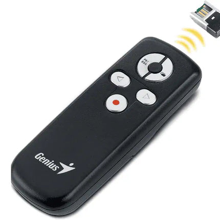 Presentador Genius Media Pointer 100 | Inalámbrico | USB | Alcance 10m | Con puntero láser