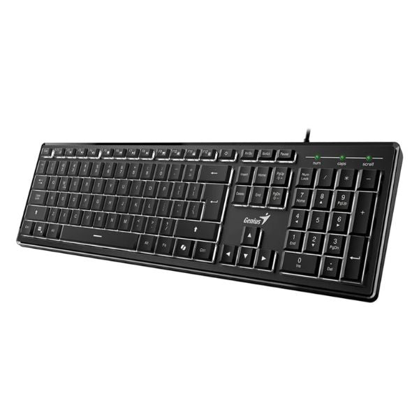 Teclado Genius SlimStar 820 | Alámbrico USB | Membrana | Español | Diseño Slim | Negro