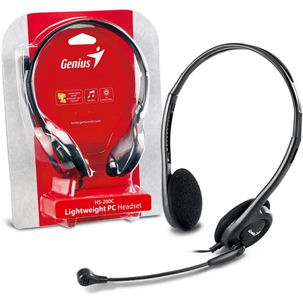 Headset Genius HS-200C | Alámbrico 3.5mm | Micrófono Ajustable | Ligero y Cómodo