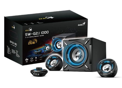 Parlante Genius SW-G2.1 1000 | Sistema de Sonido | Subwoofer | 26W RMS | Cableado 3.5mm | RCA