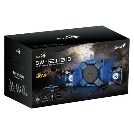 Parlantes Genius SW1200 2.1 | Sistema de Sonido 2.1 | Subwoofer | 120W | Conexión RCA | Color Negro