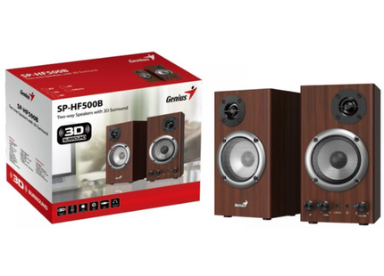 Parlante Genius SP-HF500B II | Parlante Estéreo | 16W RMS | Conexión 3.5mm | Acabado en Madera