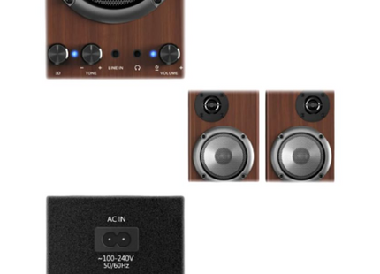 Parlante Genius SP-HF500B II | Parlante Estéreo | 16W RMS | Conexión 3.5mm | Acabado en Madera