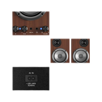 Parlante Genius SP-HF500B II | 2.0 Canal | 40W RMS | Bluetooth | Entrada RCA | Diseño de Madera