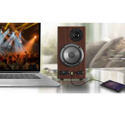 Parlante Genius SP-HF500B II | 2.0 Canal | 40W RMS | Bluetooth | Entrada RCA | Diseño de Madera