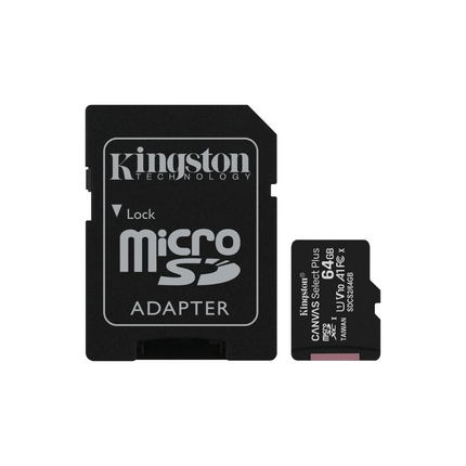 Memoria Micro SD Kingston Canvas Select Plus | 64GB | Clase 10 | A1 | SDCS2/64GB