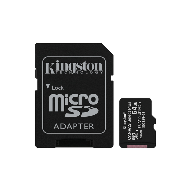 Memoria Micro SD Kingston Canvas Select Plus | 64GB | Clase 10 | A1 | SDCS2/64GB
