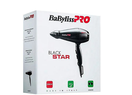Secadora BaByliss Black Star | 2000W | Motor AC Profesional | Tecnología Iónica | Negro
