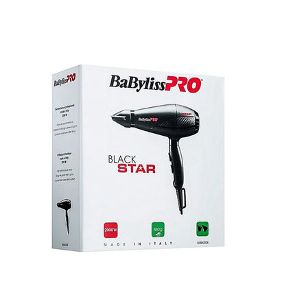 Secadora BaByliss Black Star | 2000W | Motor AC Profesional | Tecnología Iónica | Negro