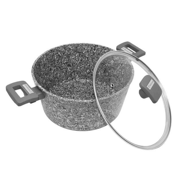 Cacerola con tapa Westinghouse WCCC0070028GGY | 28 cm | Revestimiento tipo Granito | Antiadherente | Color Gris