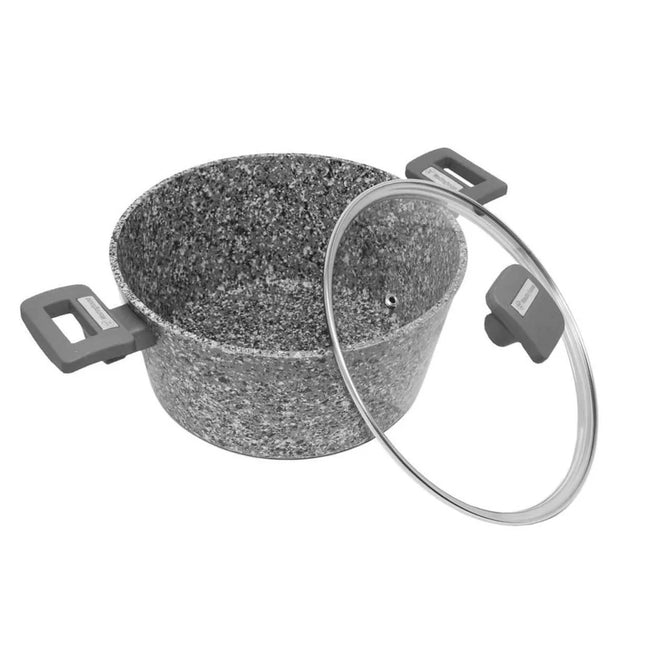 Cacerola con tapa Westinghouse WCCC0070028GGY | 28 cm | Revestimiento tipo Granito | Antiadherente | Color Gris
