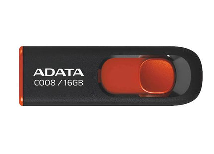 Memoria USB ADATA AC008 | 16GB | USB 2.0 | Black + Red | Retráctil