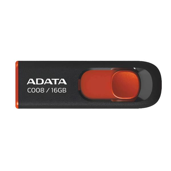 Memoria USB ADATA AC008 | 16GB | USB 2.0 | Black + Red | Retráctil