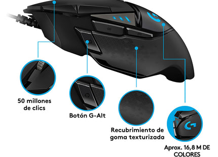 Mouse Gaming Logitech G502 HERO vista inferior mostrando sensor óptico HERO