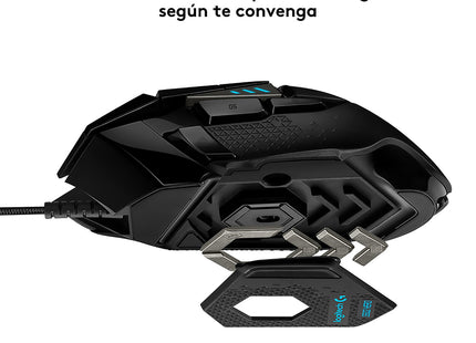 Mouse Gaming Logitech G502 HERO lateral izquierdo con diseño ergonómico