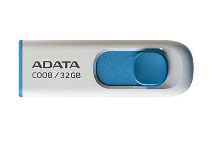 Memoria USB ADATA AC008-32G-RWE | 32GB | USB 2.0 | White+Blue | Tapa Retráctil