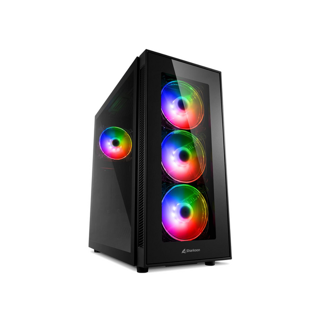 Case Sharkoon Gaming TG5 Pro RGB | Media Torre | Panel de Vidrio Templado | 3 Ventiladores RGB | Negro