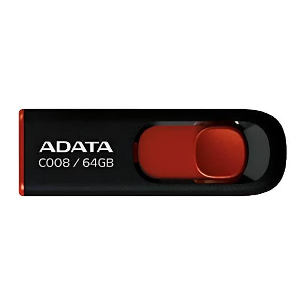 Memoria USB ADATA AC008-64G-RKD | 64GB | USB 2.0 | Negro y rojo