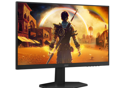 Vista lateral del monitor AOC 24G42HE mostrando diseño delgado y soporte ajustable