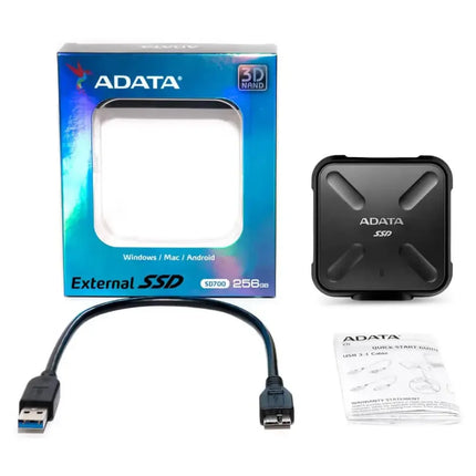 HD Externo ADATA ASD700 | 256GB | 2.5” | SSD | USB 3.1 | Negro | ASD700-256GU3-CBK