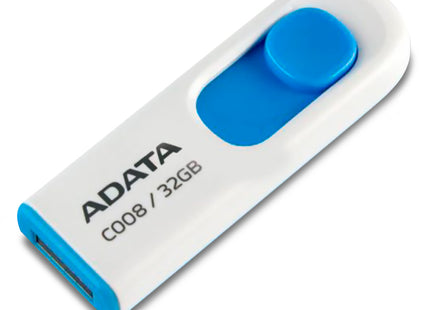 Memoria USB ADATA AC008-32G-RWE | 32GB | USB 2.0 | White+Blue | Tapa Retráctil