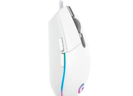 Vista lateral del mouse Logitech G203 mostrando diseño ergonómico