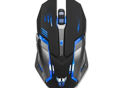 Mouse gaming RGB Argom Combat negro con iluminación LED multicolor vista frontal