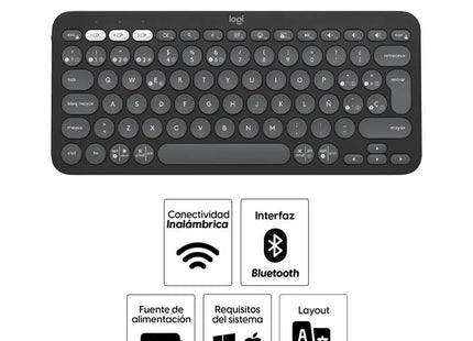 Teclado en Español Logitech Pebble Keys 2 K380S | 70% Compacto | Inalámbrico Bluetooth