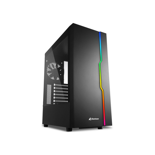 Case Sharkoon RGB Slider | ATX | Media Torre | Panel Vidrio Templado | RGB Frontal | Negro