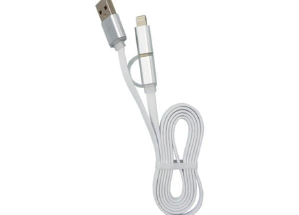 Cable 2 en 1 Argom ARG-CB-0058 | Lightning + Micro USB | Carga y Datos | Compatible con iPhone y Android