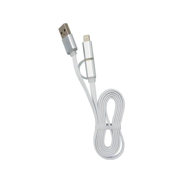 Cable 2 en 1 Argom ARG-CB-0058 | Lightning + Micro USB | Carga y Datos | Compatible con iPhone y Android