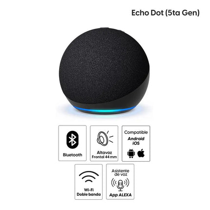 Amazon Echo Dot (5ta Gen) | Asistente Alexa | Wi-Fi | Sonido Mejorado | Negro