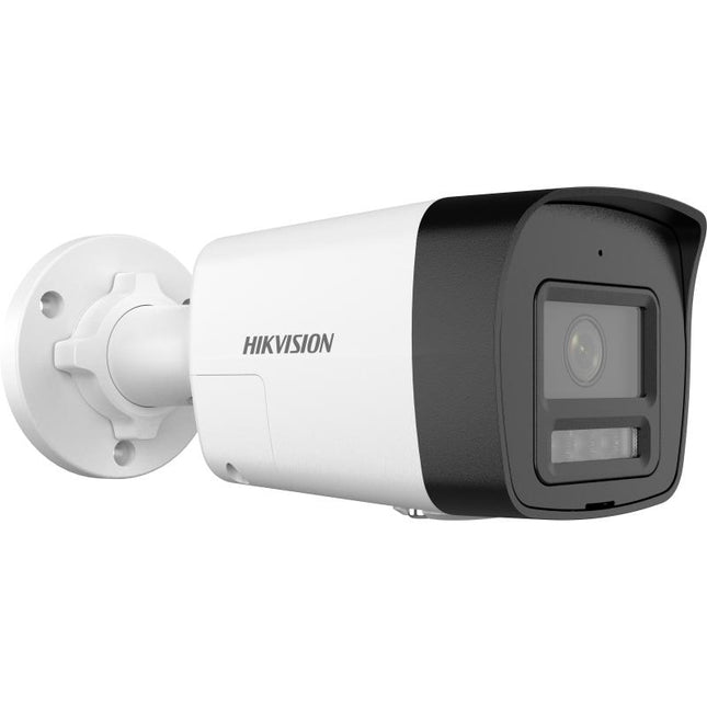 Cámara bullet Hikvision DS-2CD1043G2 4MP vista frontal con lente y sensor infrarrojo