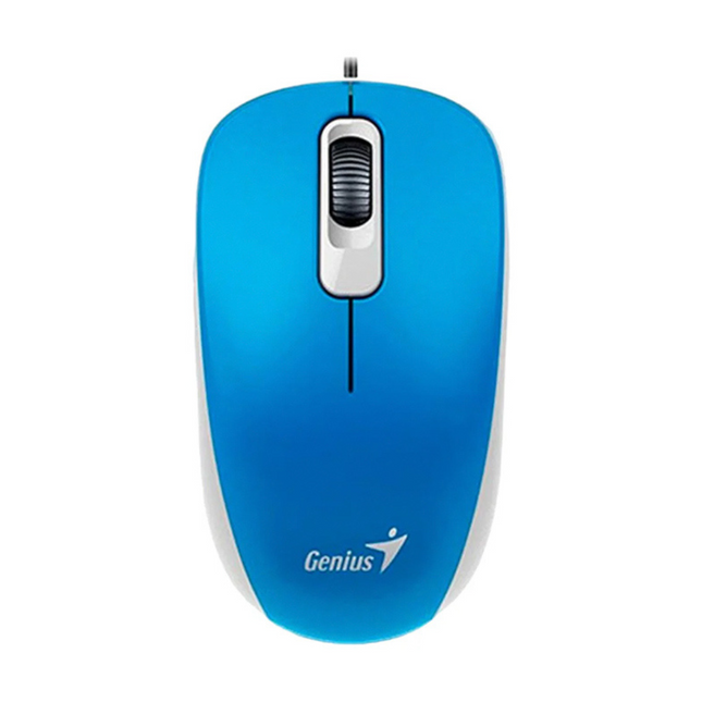 Mouse Genius RS2 DX-110 | Alámbrico USB | Sensor óptico 1000 DPI | Diseño ambidiestro | Color Celeste