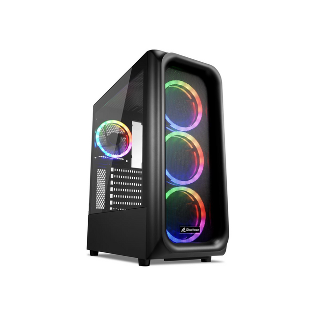 Case Sharkoon TK5M RGB | ATX | Mid Tower | 4 Ventiladores RGB | Vidrio Templado | Negro
